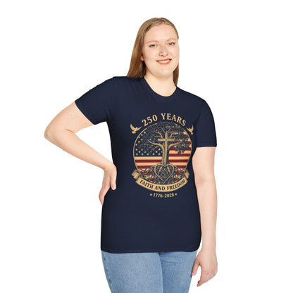 250 Years Faith and Freedom Christian USA 250th Anniversary T-Shirt