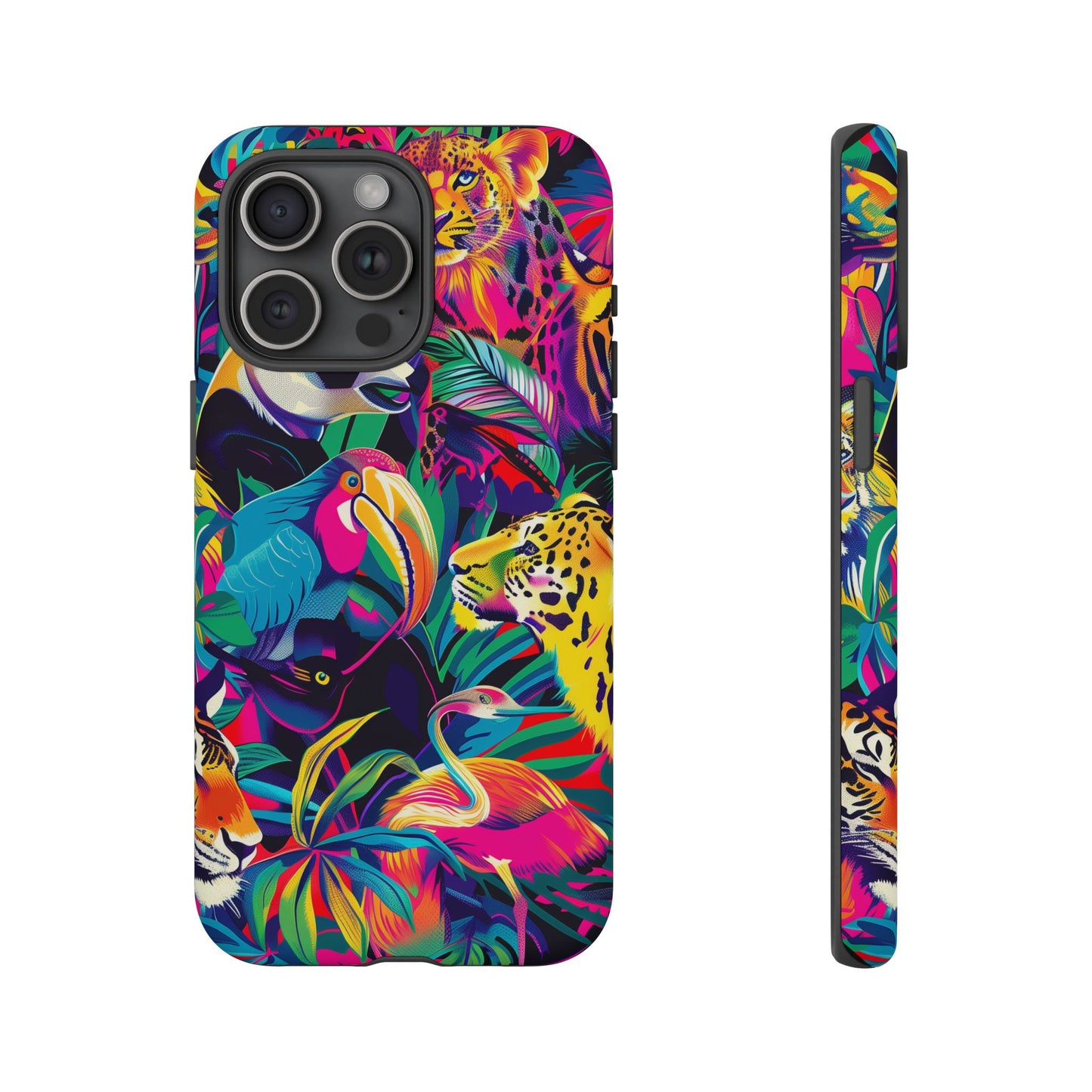 Animal Collage Pattern iPhone 13 14 15 16 Pro Max Plus Case Wireless Charging Compatible Tough Cases Protection, Magnetic Phone Case for iPhone Classic Series