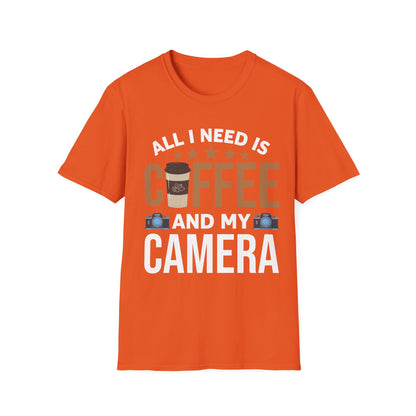 Photography Coffee T-Shirt All I Need is Coffee and My Camera Photographer Caffeine Lovers T-Shirt For Men Women Travelers