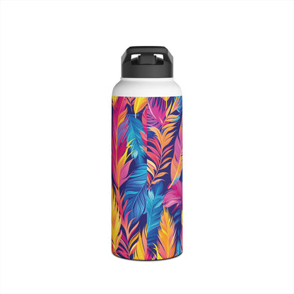 Colorful Feathers Pattern Stainless Steel Water Bottle with Twist-on Lid and Double-Wall Vacuum Insulation