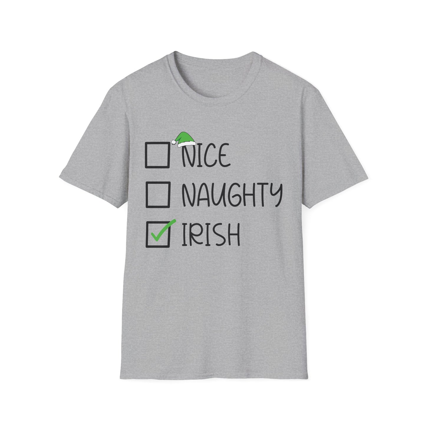 Nice Naughty Irish Christmas Ireland Heritage Roots St Patricks Day T-Shirt For Men Women T-Shirt