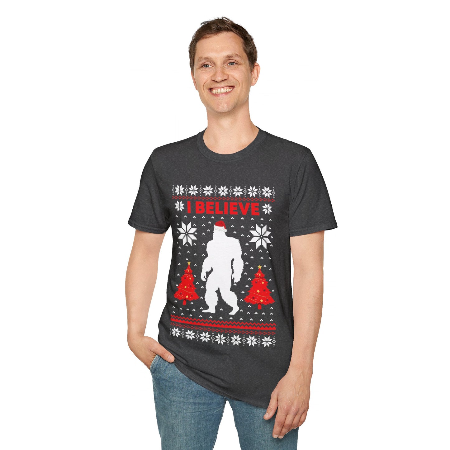 I Believe Sasquatch Big Foot Ugly Funny X-mas Holiday Christmas Jumper T-Shirt