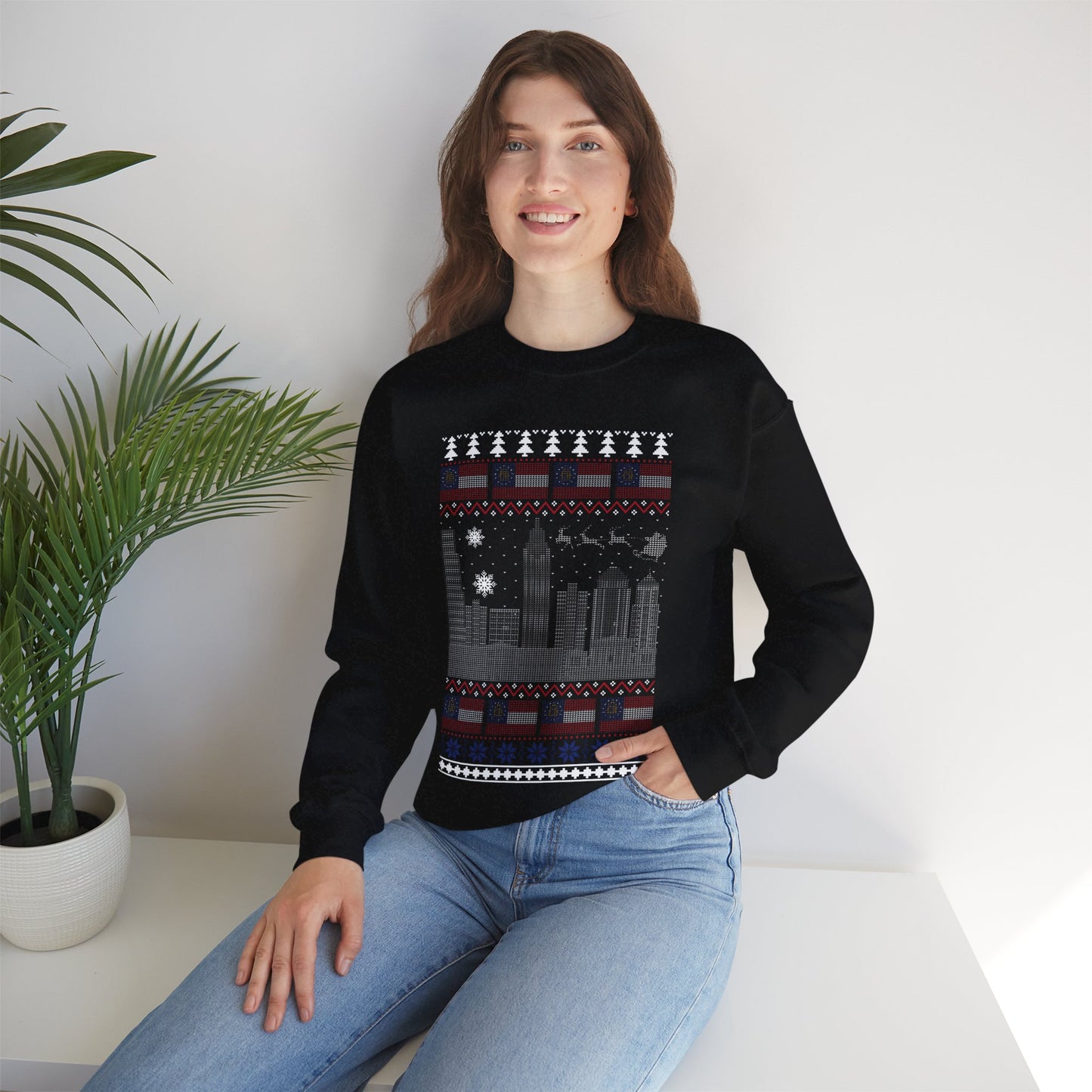 I Love Georgia Christmas Santa, Reindeer Funny Ugly Christmas Jumper Sweatshirt