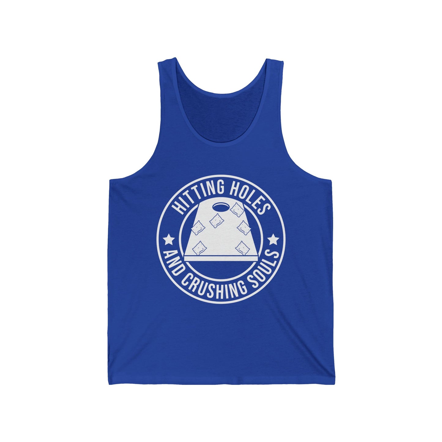 Hitting Holes and Crushing Souls Cornhole Player Sack Toss Funny Tank Top
