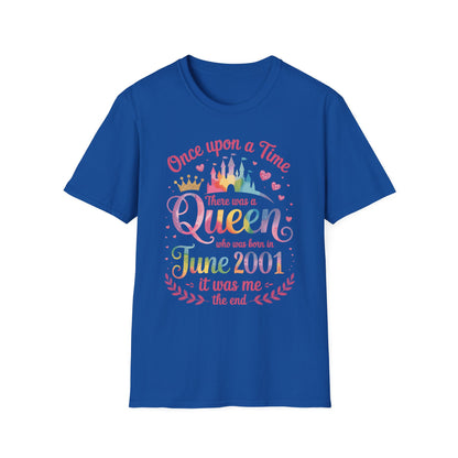 Funny 25 Years Old Birthday Girl 25 Birthday Queen June 2001 T-Shirt For Women