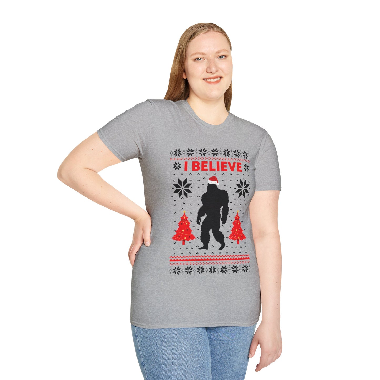 I Believe Sasquatch Big Foot Ugly Funny X-mas Holiday Christmas Jumper T-Shirt