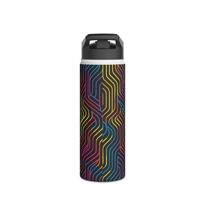 Geometric Illusion Vibrant Pattern Stainless Steel Water Bottle with Twist-on Lid and Double-Wall Vacuum Insulation