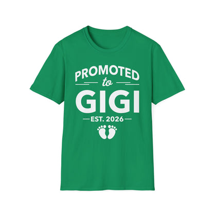 Funny Promoted To Gigi Est 2026 First Time Mothers Day T-Shirt For Women