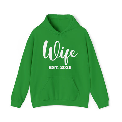 Funny Wife Est 2026 Just Married Bride Honeymoon Couple Wedding Hoodie For Women