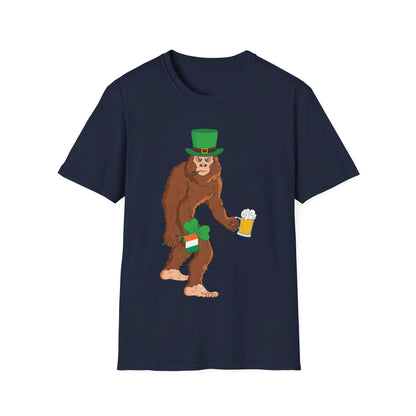 Funny Leprechaun Bigfoot St Patricks Day Sasquatch Irish Flag T-Shirt For Men Women T-Shirt