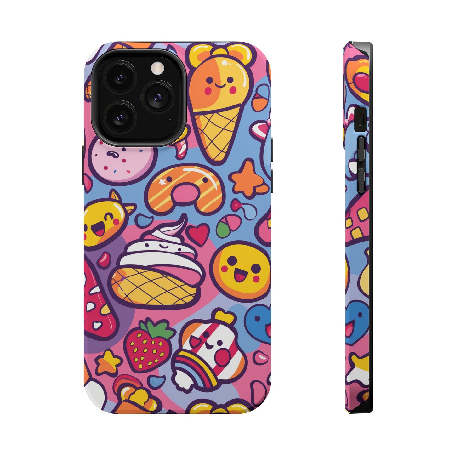 Kawaii Candyland Pattern iPhone 13 14 15 Pro Max Plus Case Compatible with MagSafe Tough Cases Protection, Magnetic Phone Case for iPhone  Classic Series