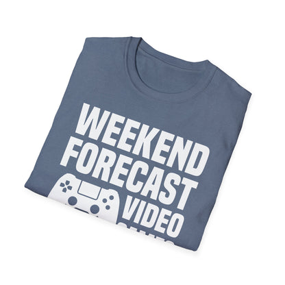 Funny Weekend Forecast Video Games and Pizza Gamer Gaming T-Shirt Men Women