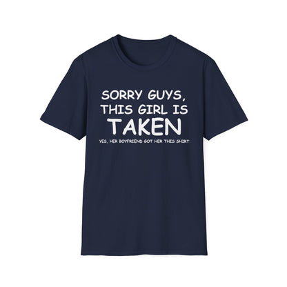 Funny Cute Sorry Im Taken Girlfriend Tshirt from Boyfriend t-Shirt for Men Women