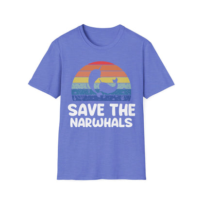 Funny Save The Narwhals Retro Narwhals T-Shirt Men Women