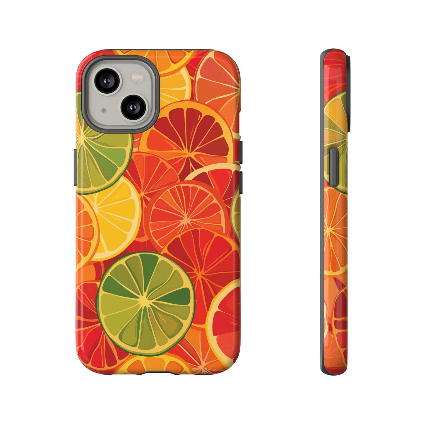 Citrus Burst Pattern iPhone 13 14 15 16 Pro Max Plus Case Wireless Charging Compatible Tough Cases Protection, Magnetic Phone Case for iPhone Classic Series