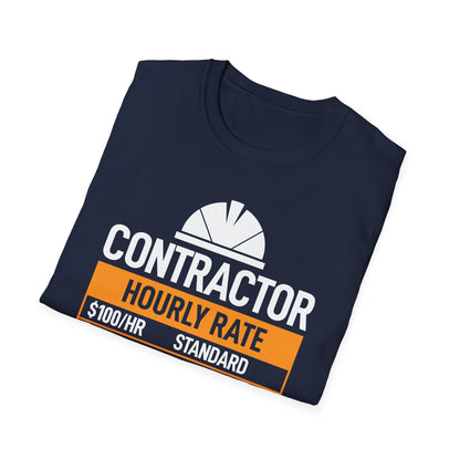 Funny Contractor Hourly Rate Price Chart Contractor Sarcastic Gift T-Shirt