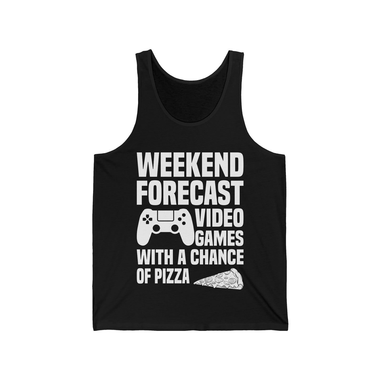 Funny Weekend Forecast Video Games and Pizza Gamer Gaming Tank Tops Men Women