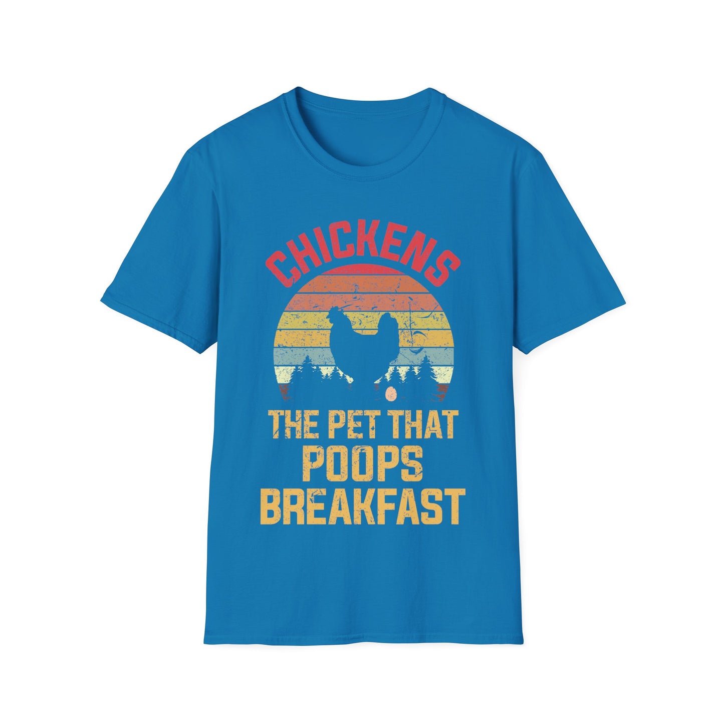 Funny Chickens The Pet That Poops Breakfast Vintage Farm T-Shirt Men Women