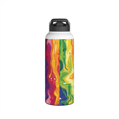 Rainbow Splash Vibrant Pattern Stainless Steel Water Bottle with Twist-on Lid and Double-Wall Vacuum Insulation