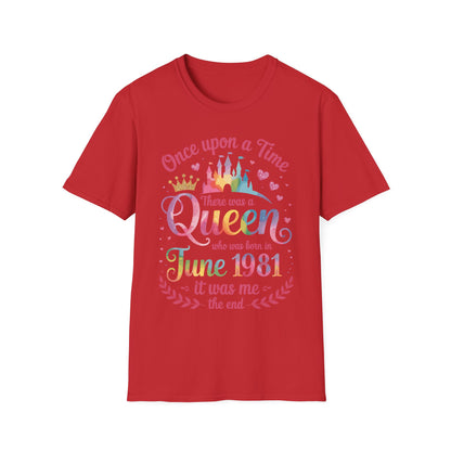 Funny 45 Years Old Birthday Girl 45 Birthday Queen June 1981 T-Shirt For Women