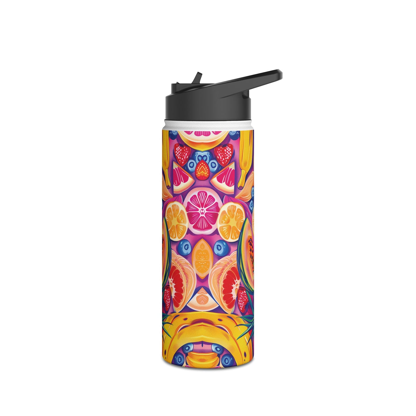 Food Paradise Pattern Stainless Steel Water Bottle with Twist-on Lid and Double-Wall Vacuum Insulation