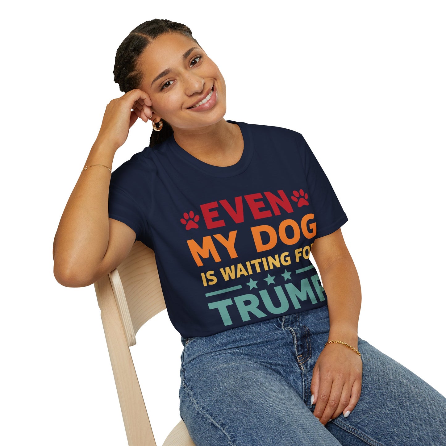 Even My Dog Is Waiting For Trump 2024 Funny President T-Shirt For Men Women