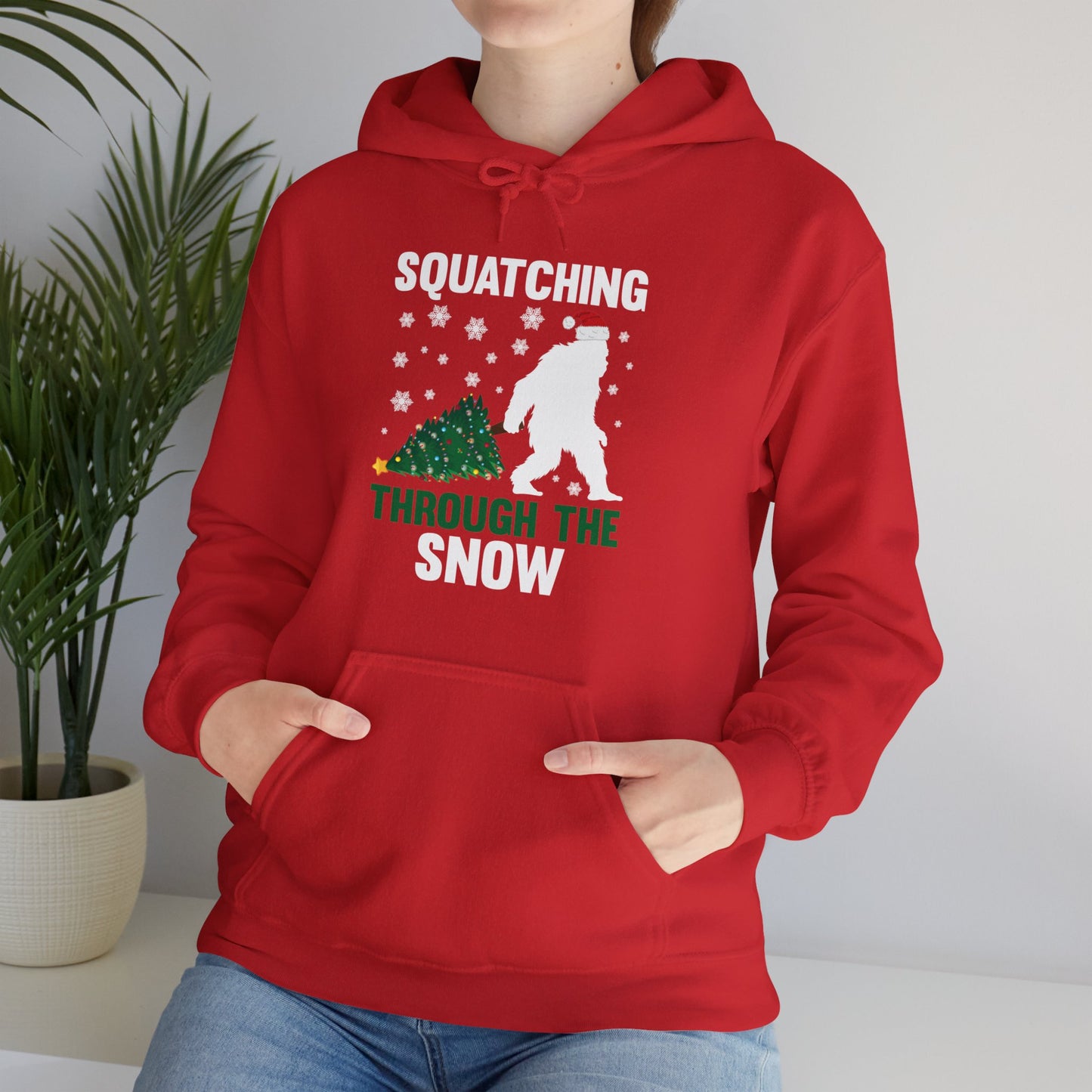 Squatching Through The Snow Funny Bigfoot Christmas Sasquatch Hoodie