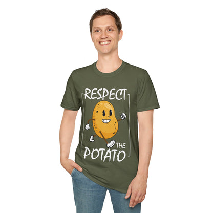 Funny Respect The Potato Gift Men Cute Root Vegetable Lovers Vegan T-Shirt For Men Women T-Shirt