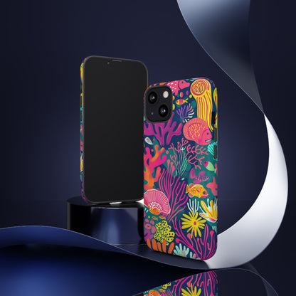 Underwater World Vibrant Pattern iPhone 13 14 15 16 Pro Max Plus Case Wireless Charging Compatible Tough Cases Protection, Magnetic Phone Case for iPhone Classic Series