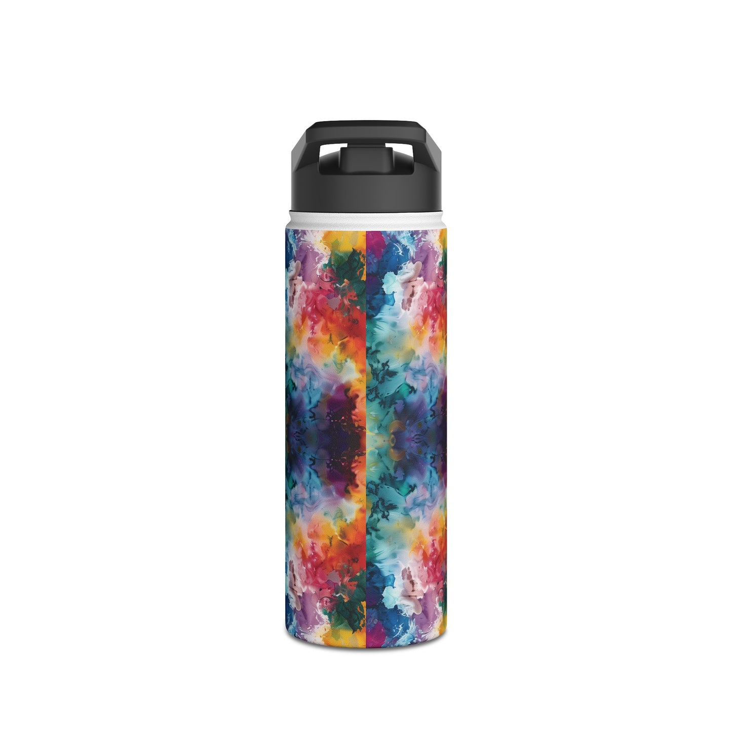 Tie-Dye Dream Vibrant Pattern Stainless Steel Water Bottle with Twist-on Lid and Double-Wall Vacuum Insulation