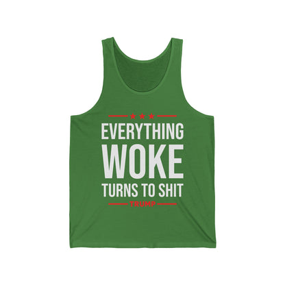 Funny Everything Woke Turns to Trump Anti Biden 45 Political Tank Tops For Men Women