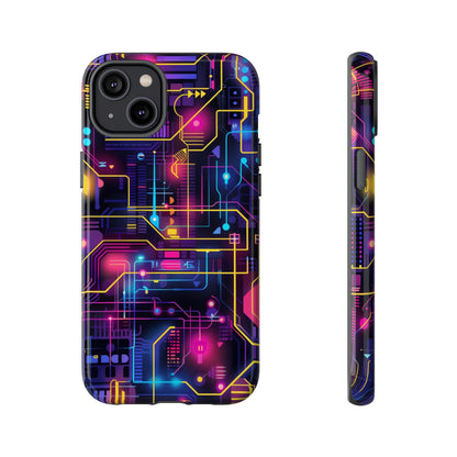 Cyberpunk Neon Vibrant Pattern iPhone 13 14 15 16 Pro Max Plus Case Wireless Charging Compatible Tough Cases Protection, Magnetic Phone Case for iPhone Classic Series