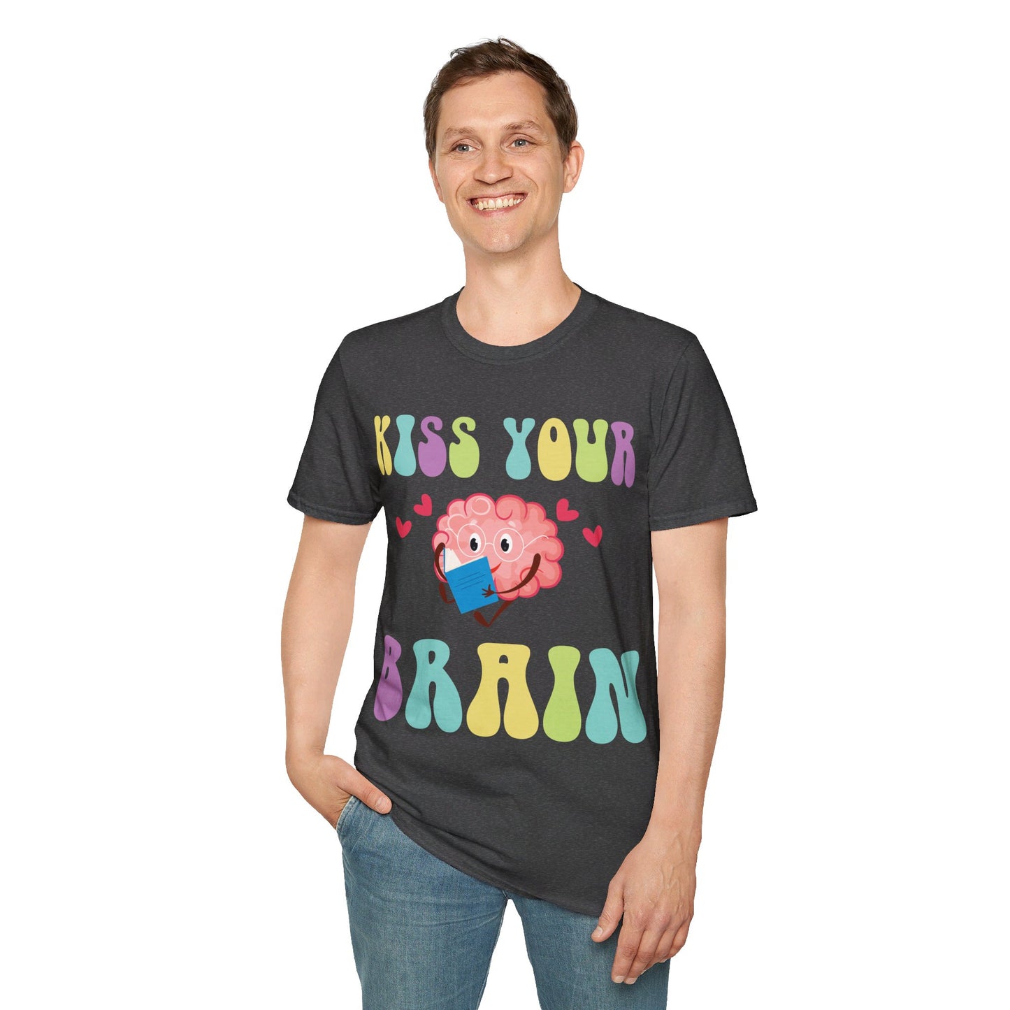 Funny Back To School Kiss Your Brain Cute Teacher Appreciation T-Shirt For Men Women T-Shirt