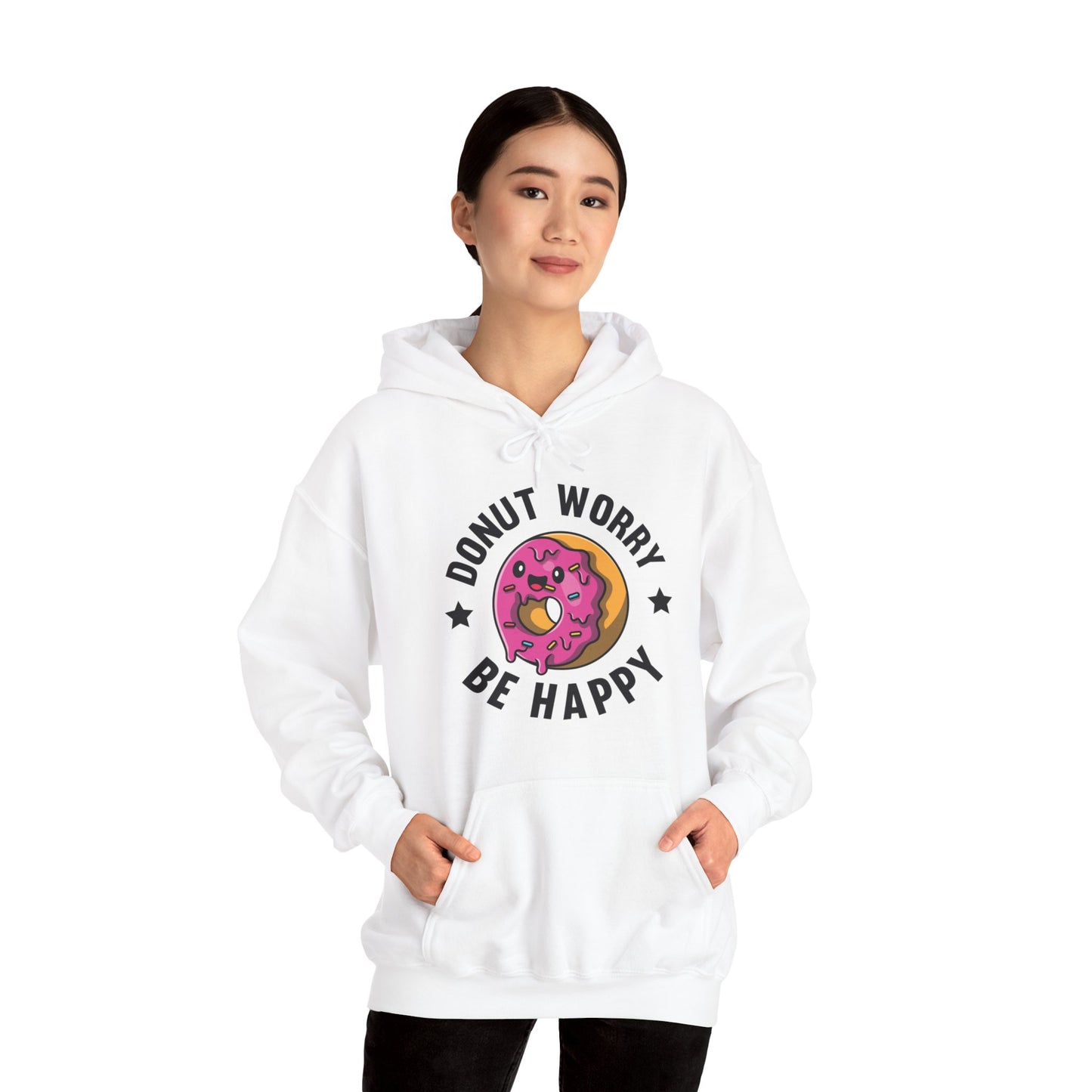 Funny Donut Worry Be Happy Foodie Donut Lovers Hoodie For Men Women Hoodie