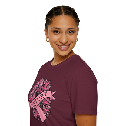 Sunflower Pink Breast Cancer Awareness Women Warrior T-Shirt For Men Women