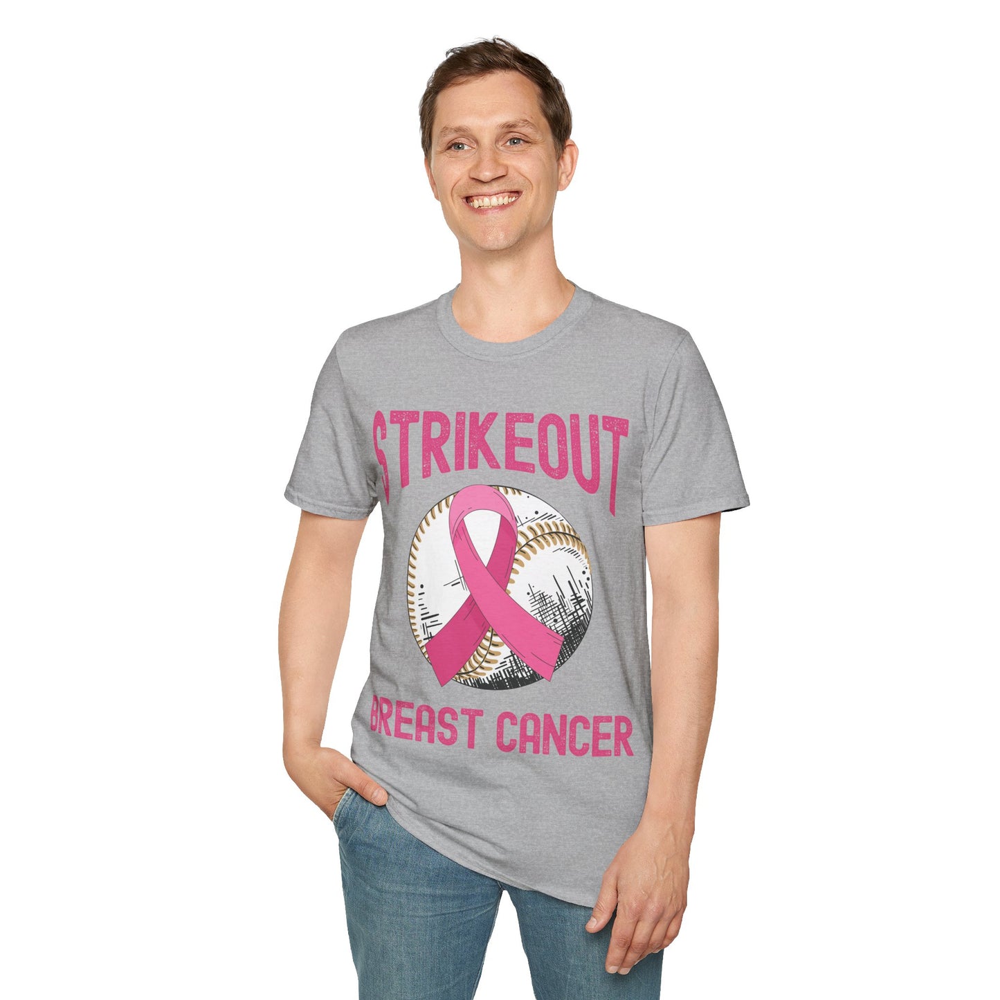 Strike Out Breast Cancer Baseball Fight Awareness T-Shirt Men Women