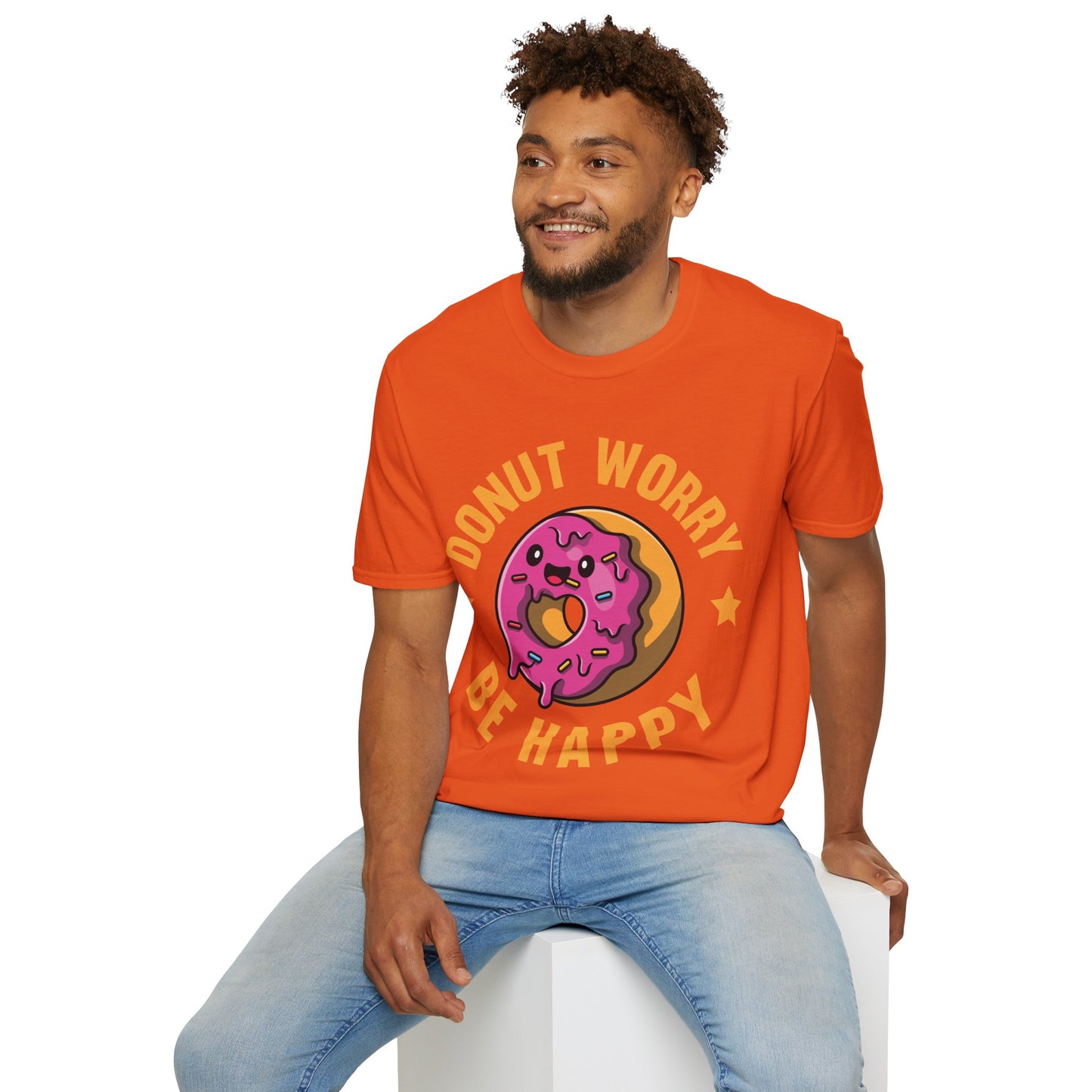 Funny Donut Worry Be Happy Foodie Donut Lovers T-Shirt For Men Women T-Shirt