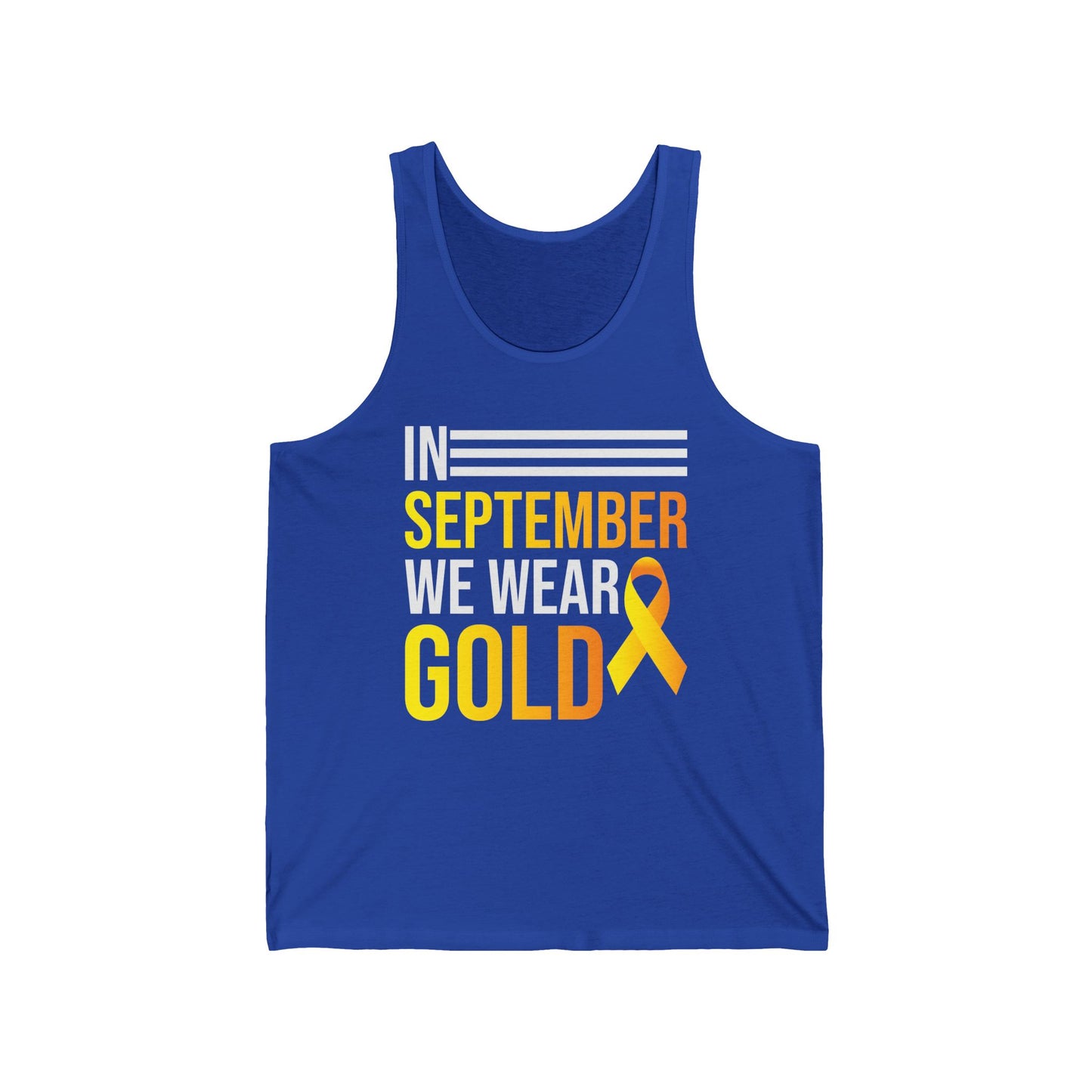 In September We Wear Gold Childhood Cancer Awareness Top for Men Women Tank top