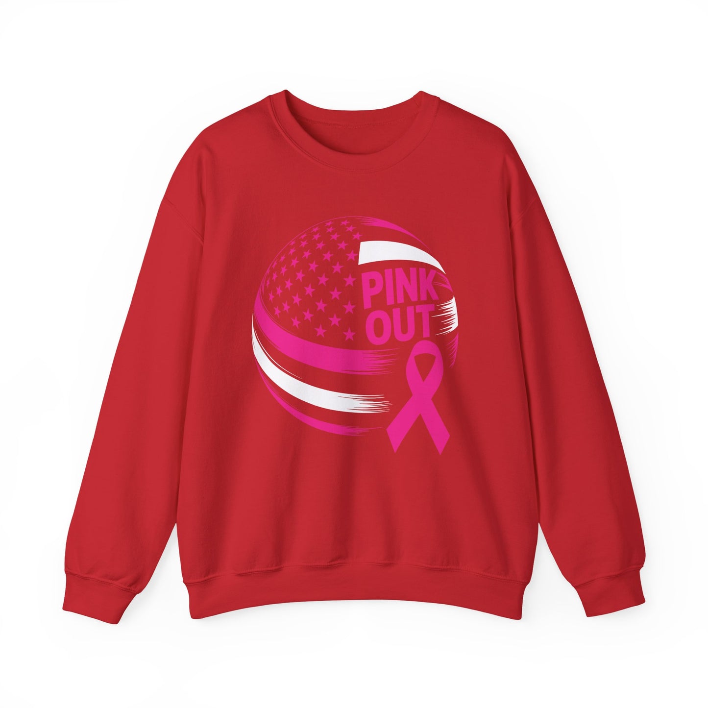 Volley Ball Pink Ribbon Breast Cancer Awearness USA Flag Sweatshirt For Men Women