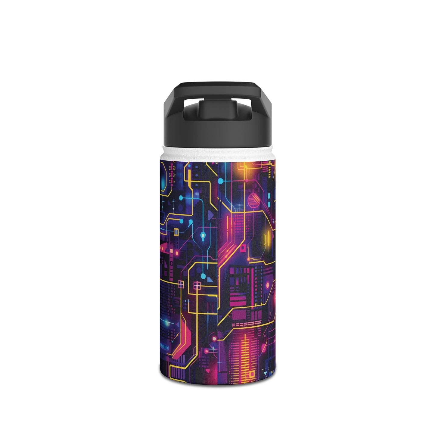 Cyberpunk Neon Vibran Pattern Stainless Steel Water Bottle with Twist-on Lid and Double-Wall Vacuum Insulation