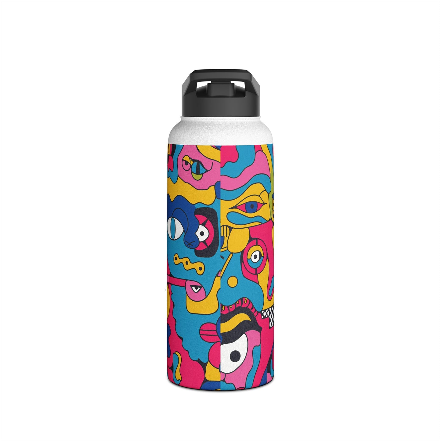 Pop Culture Fun Pattern Stainless Steel Water Bottle with Twist-on Lid and Double-Wall Vacuum Insulation