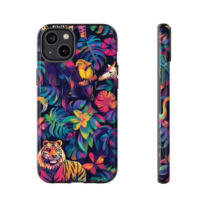 Animal Collage Vibrant Pattern iPhone 13 14 15 16 Pro Max Plus Case Wireless Charging Compatible Tough Cases Protection, Magnetic Phone Case for iPhone Classic Series