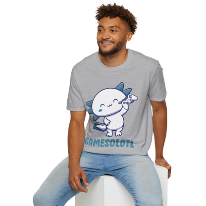 Funny Gamesolotl Gamer Axolotl Fish Playing Video Games Lizard Gaming T-Shirt Men Women