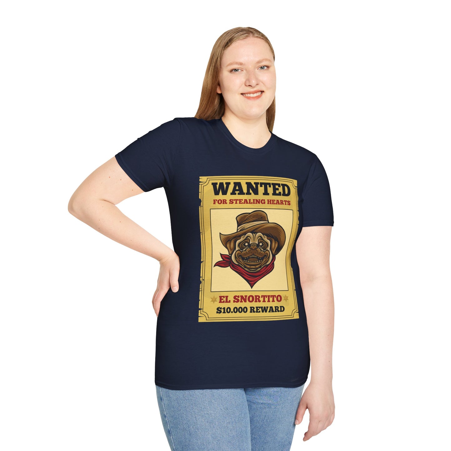 Vintage Pug Wanted Poster Cute Western Cowboy Funny Pug Dog T-Shirt For Men Women T-Shirt