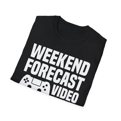 Funny Weekend Forecast Video Games and Pizza Gamer Gaming T-Shirt Men Women