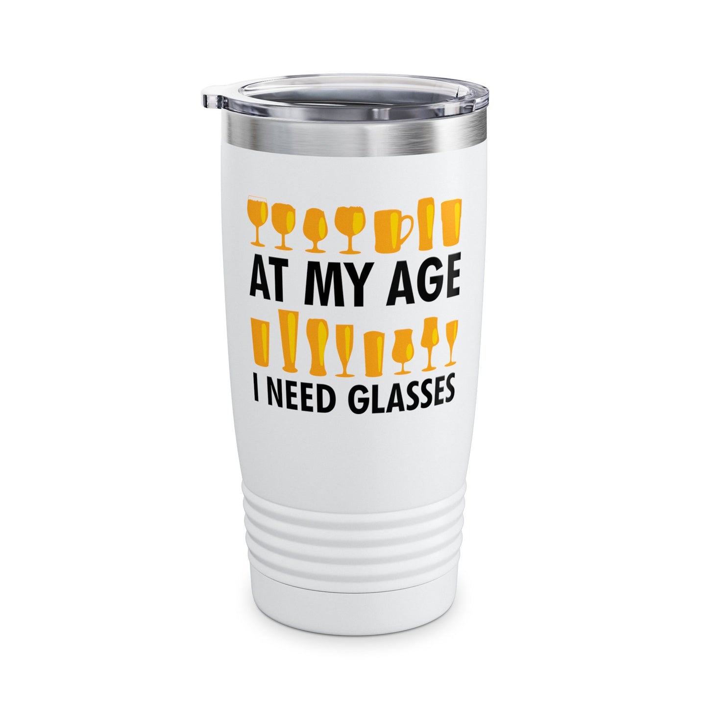 Funny Beer Wine Drinking Shirt At My Age I Need Glasses Tumbler Men Women