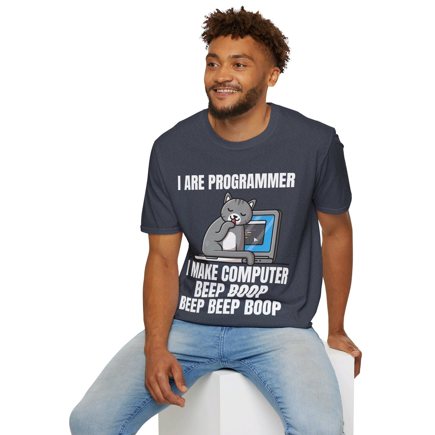 Funny I Are Programmer I Make Computer Beep Boop Cute Cat T-Shirt For Men Women T-Shirt