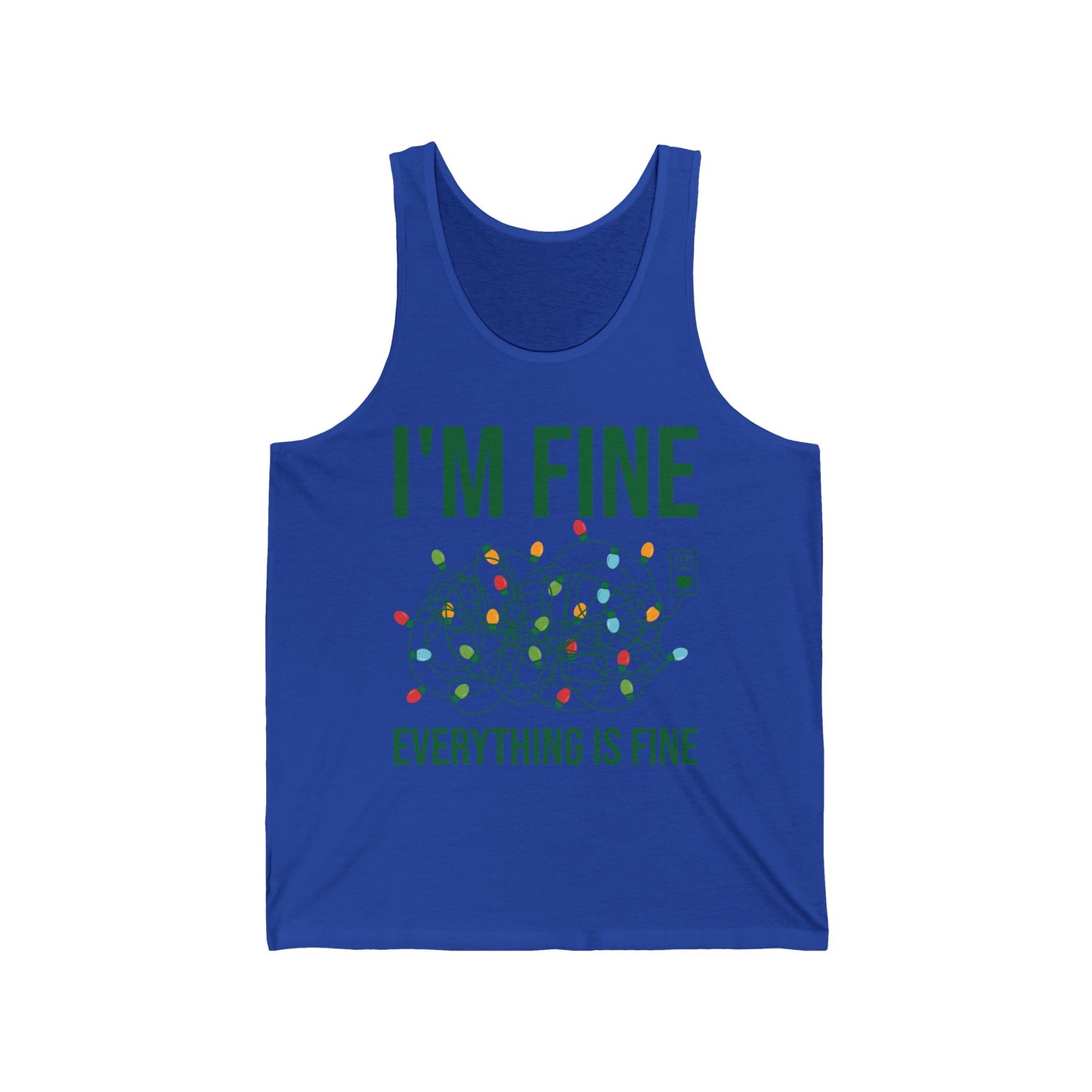 Funny I'm Fine Everything Is Fine Christmas Lights Xmas Tank Top Men Women