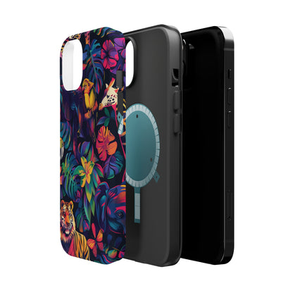 Animal Collage Vibrant Pattern iPhone 13 14 15 Pro Max Plus Case Compatible with MagSafe Tough Cases Protection, Magnetic Phone Case for iPhone  Classic Series