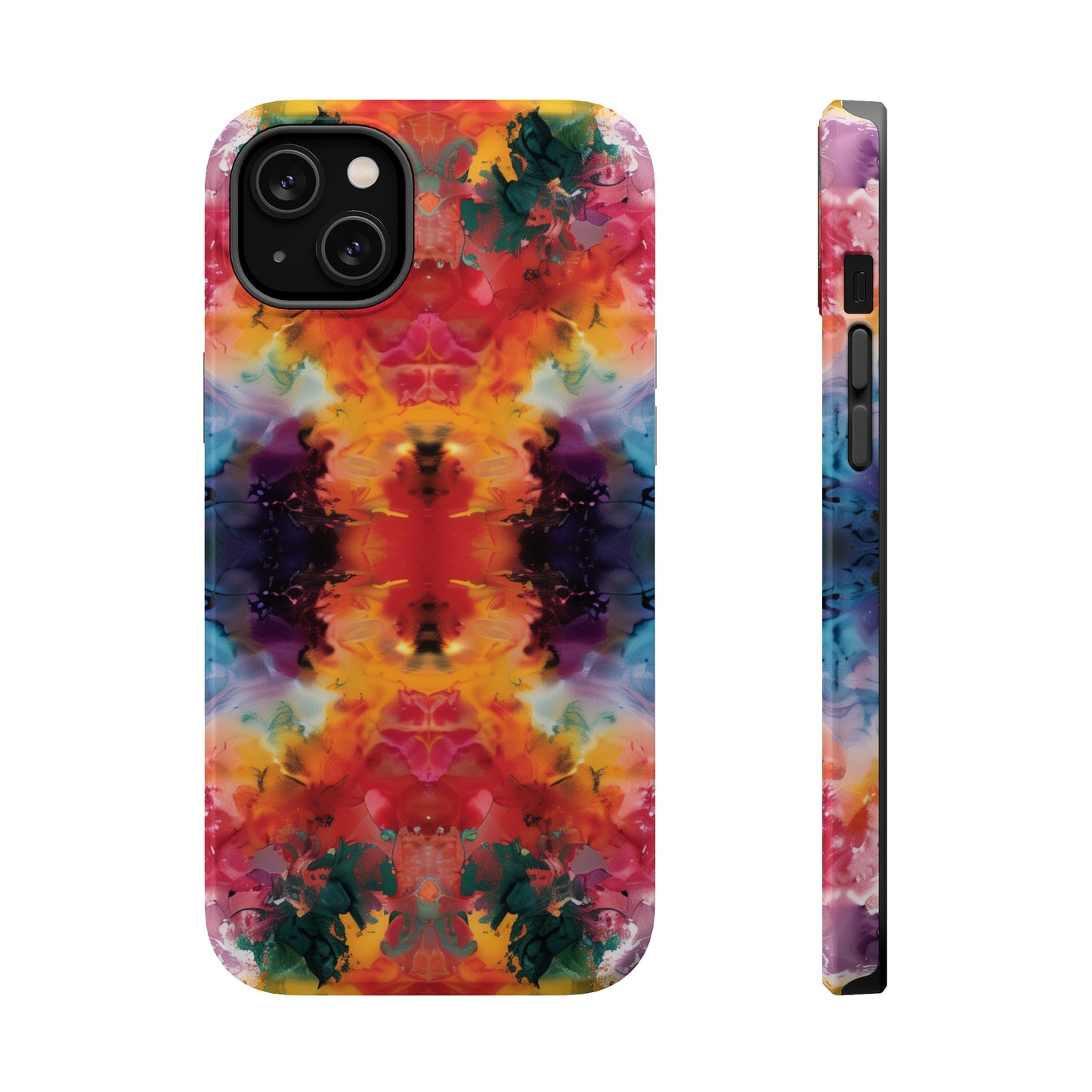 Tie-Dye Dream Vibrant Pattern iPhone 13 14 15 Pro Max Plus Case Compatible with MagSafe Tough Cases Protection, Magnetic Phone Case for iPhone  Classic Series